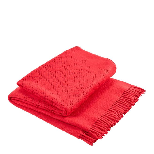 Christy Lace 220x200cm Throw, Cranberry