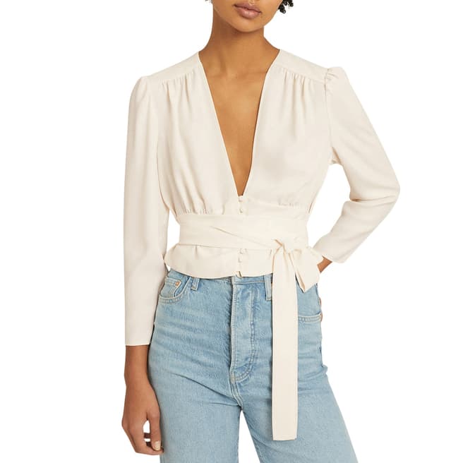 Reiss Ivory Alena Plunge Blouse