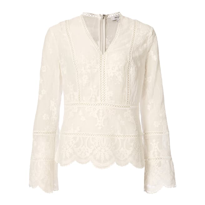 Reiss White Selina Broderie Top