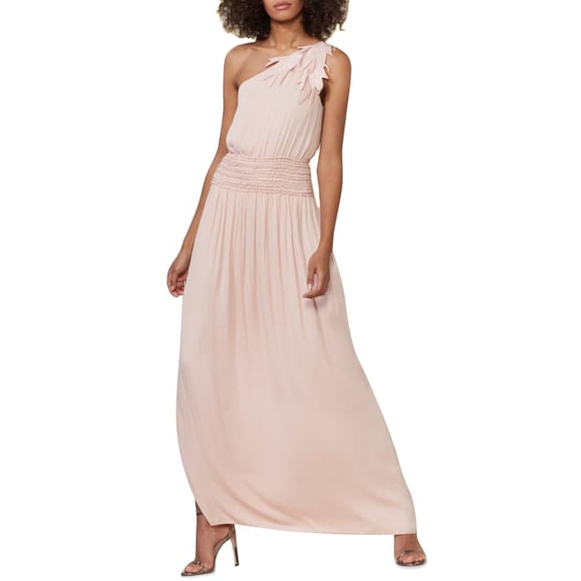 Halston Heritage Pale Pink One Sholder Floral Gown