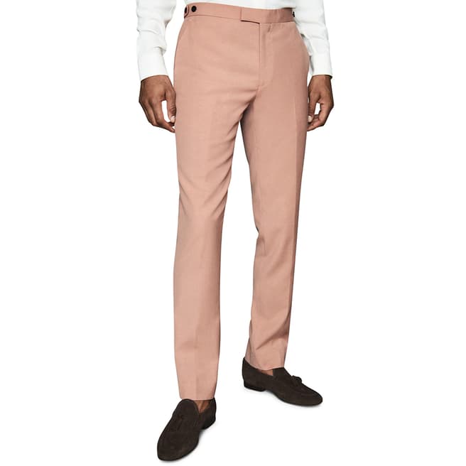 Reiss Pink Exquisite Slim Fit Wool Blend Trousers