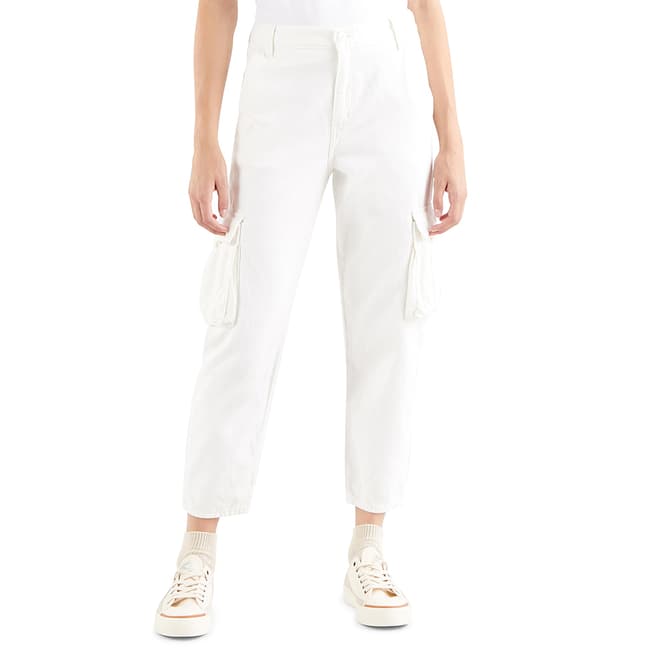 Levi's White Loose Cropped Cargo Trousers
