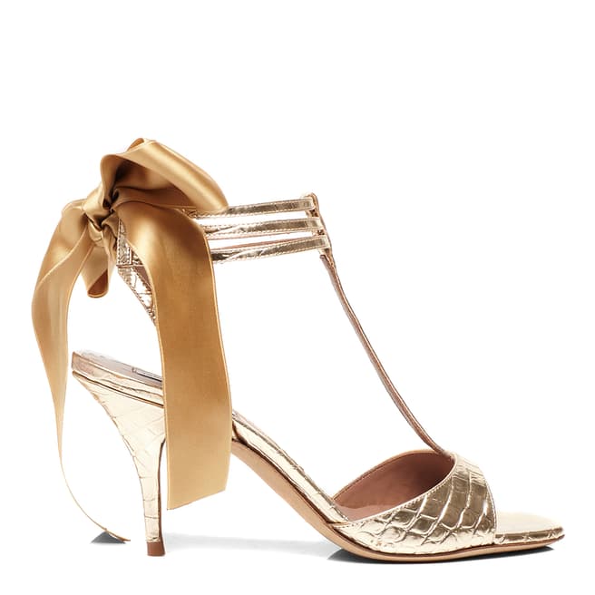 Tabitha Simmons Gold Embossed Dipsi Sandals