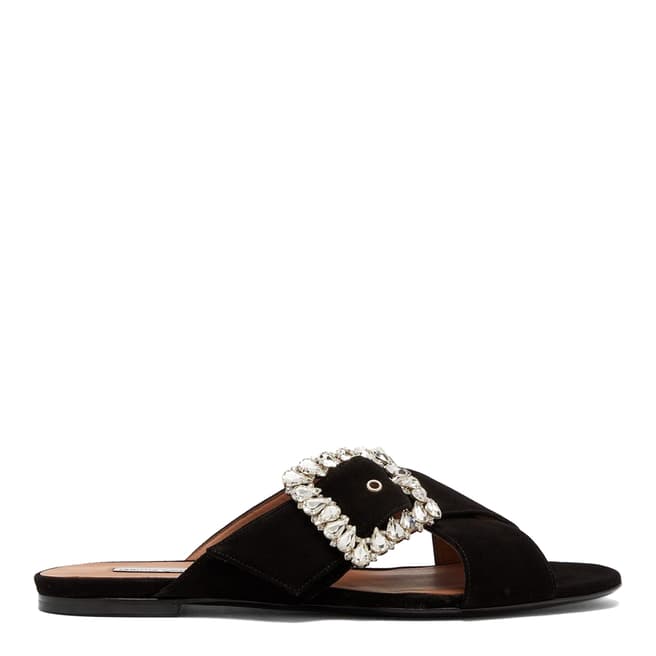 Tabitha Simmons Black Crystal Leni Flat Sandals