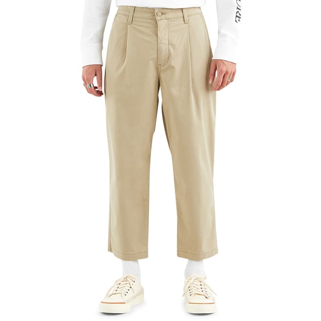 Levi's Beige Stay Loose Pleated Cropped Chinos