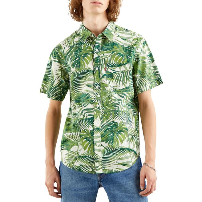 Levi's Green Tropical Print Cotton Shirt