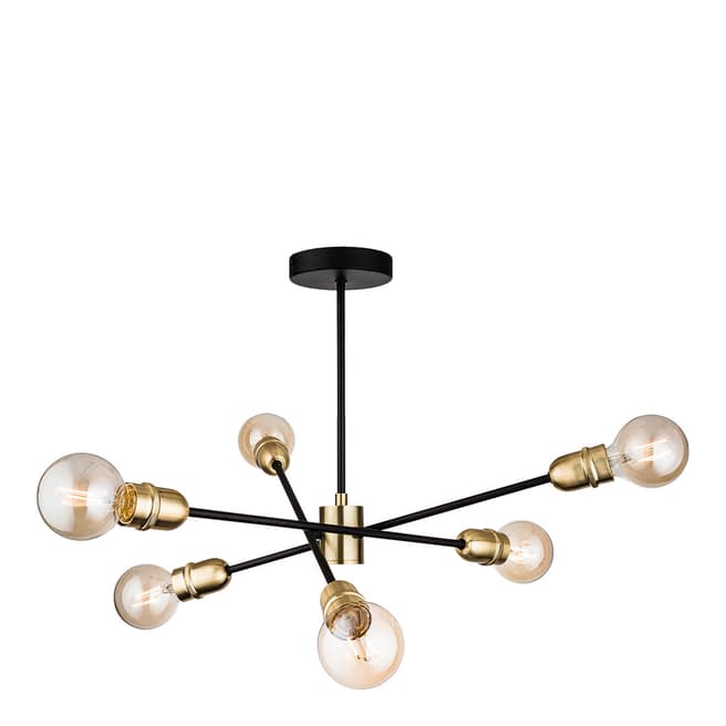 Firstlight Black with Brushed Brass Trident Semi Flush Ceiling Fitting
