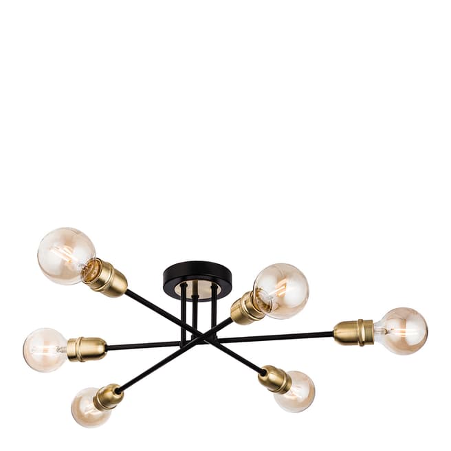 Firstlight Black with Brushed Brass Trident Flush Ceiling Fitting