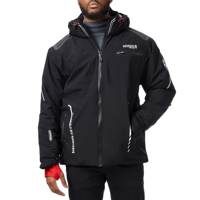 Geographical Norway Black Full Zip Waterproof Ski Jacket 
