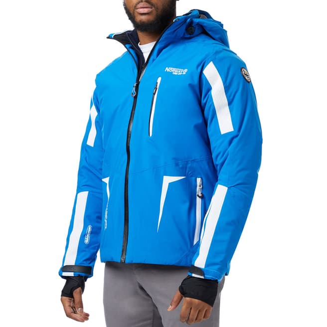 Geographical Norway Blue Full Zip Waterproof Ski Jacket 