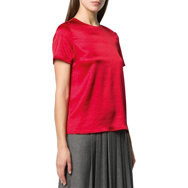 Theory Red Woven Satin T-Shirt