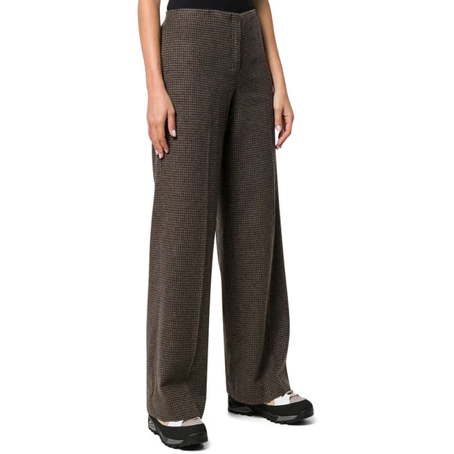 Theory Brown Houndstooth Wool Blend Trousers