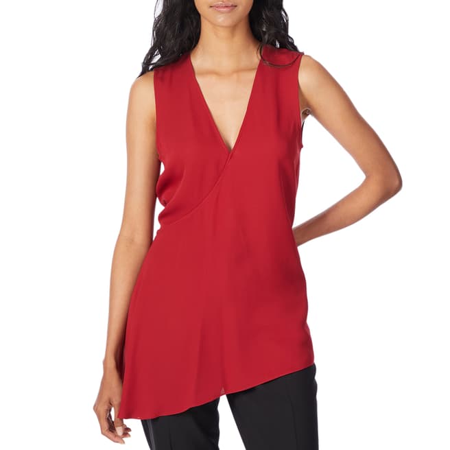 Theory Red Silk Fluid Top