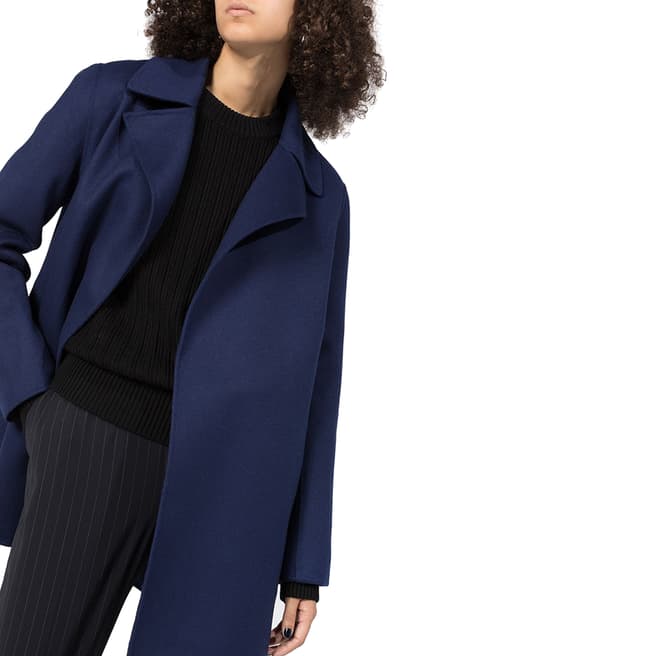 Theory Navy Overlay Cashmere Blend Coat