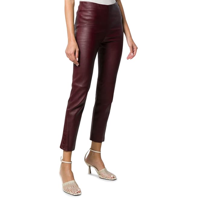 Theory Brown Leather Snap Leggings