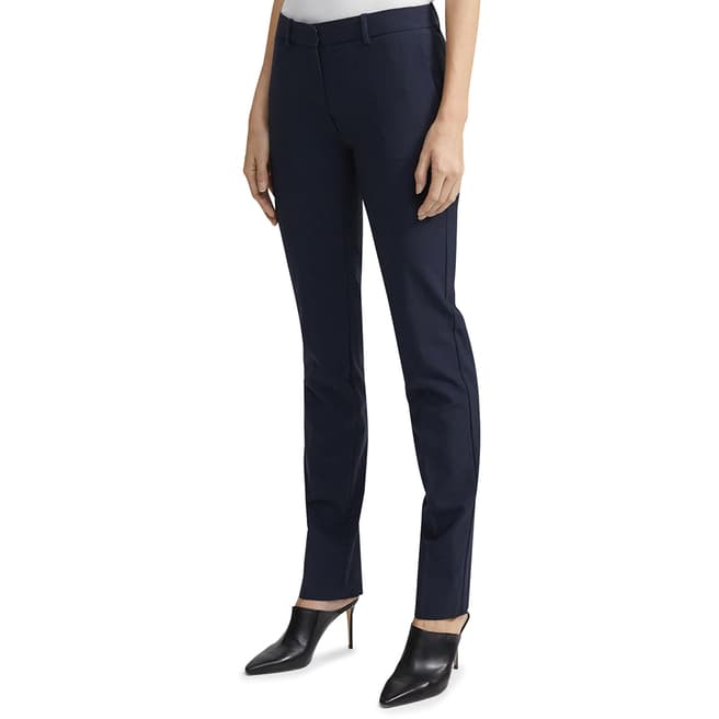 Theory Navy Super Slim Wool Blend Trousers