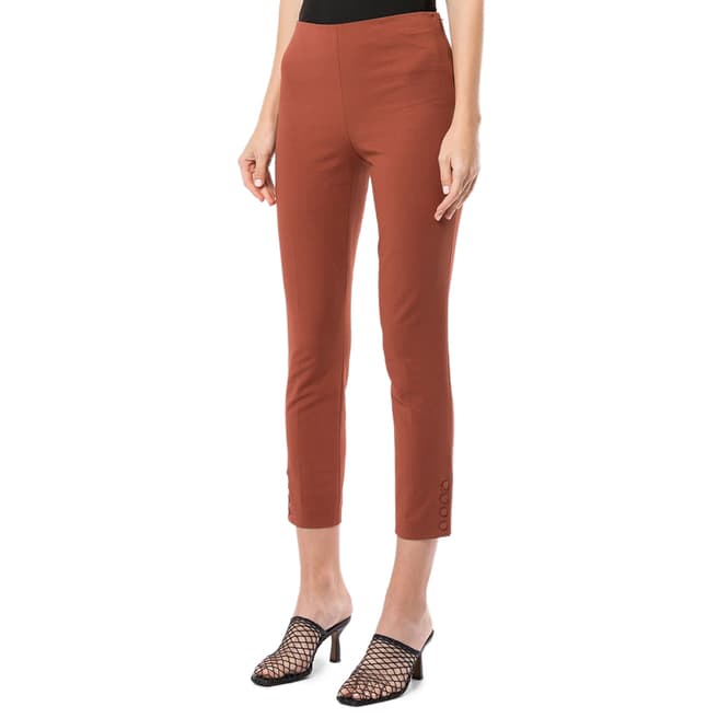 Theory Brown Snap Cotton Blend Leggings