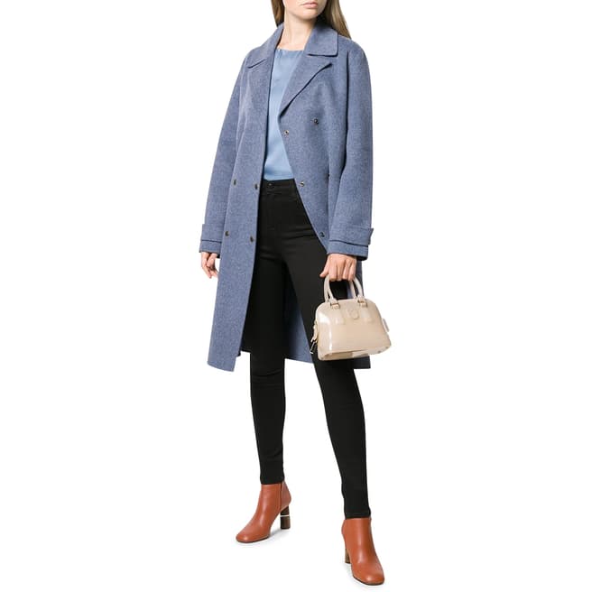Theory Blue Military Cashmere Blend Trench Coat