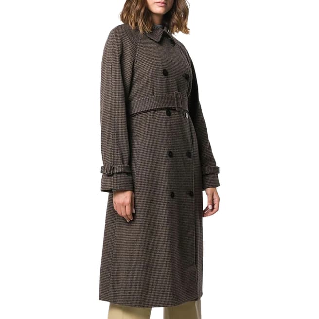 Theory Brown Wool Blend Classic Trench Coat