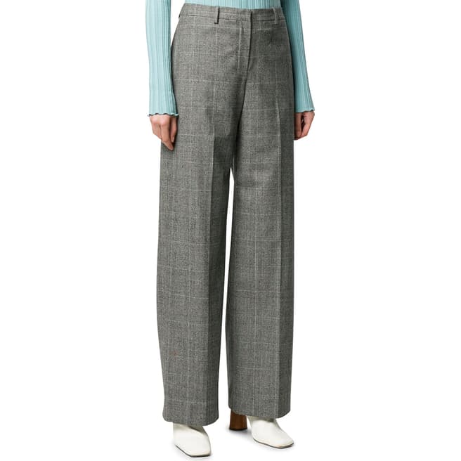 Theory Black Check Wool Blend Trousers