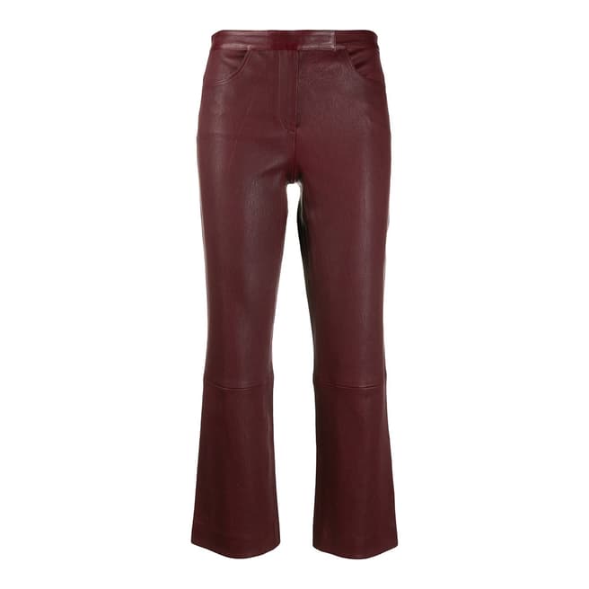 Theory Red Leather Cropped Trousers