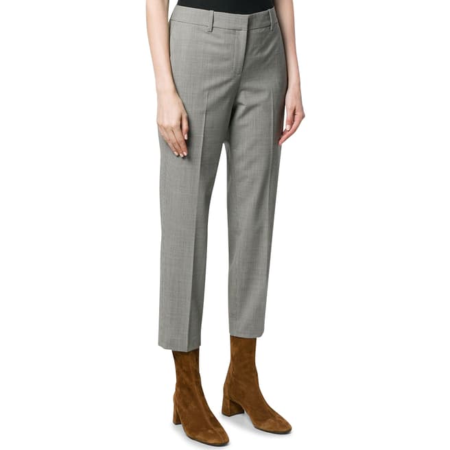 Theory Grey Cropped Treeca Wool Blend Trousers