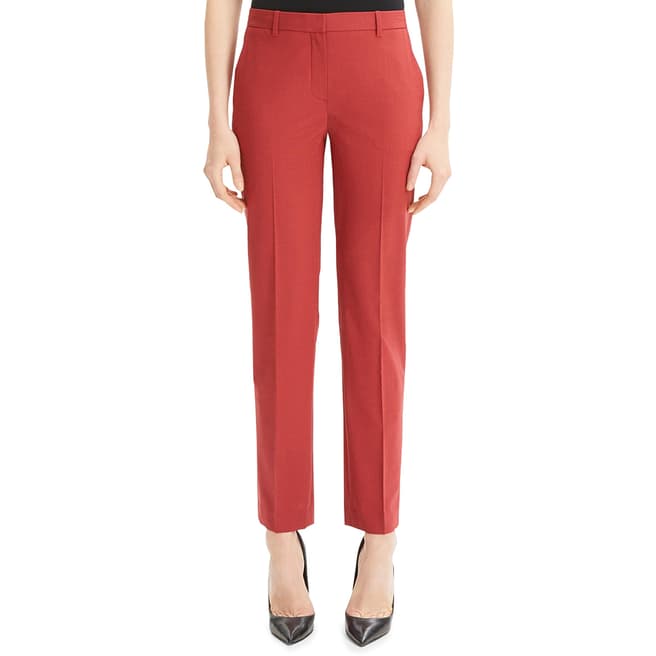 Theory Red Wool Blend Tailored Trousers