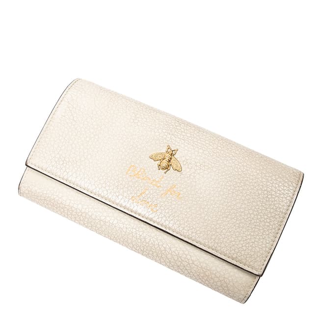 Gucci Ivory Blind For Love Bee Long Bifold Wallet