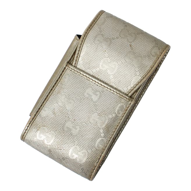 Vintage Gucci Metallic Beige Cigarette Case Pouch