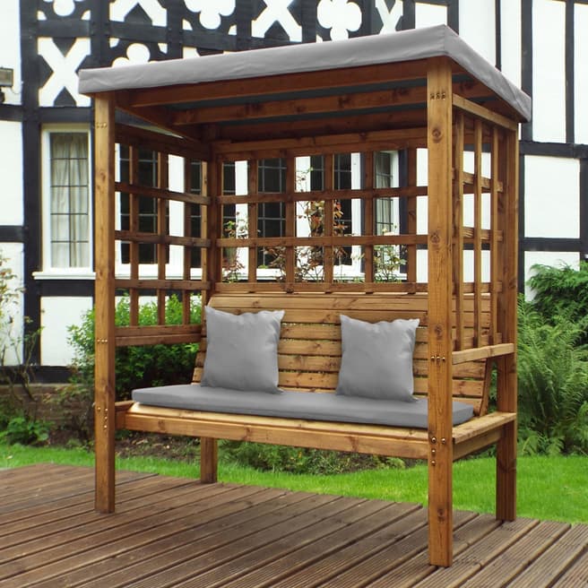 Charles Taylor Bramham Three Seat Arbour With Grey Cushions