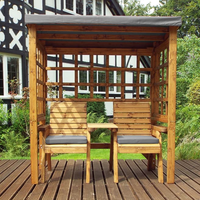 Charles Taylor Henley Twin Seat Arbour With Grey Cushions
