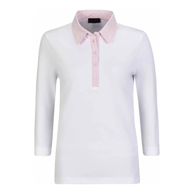 GOLFINO White 3/4 Sleeve Polo Shirt