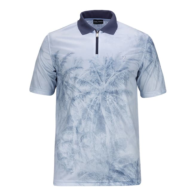 GOLFINO Blue Splash Printed Polo Shirt 