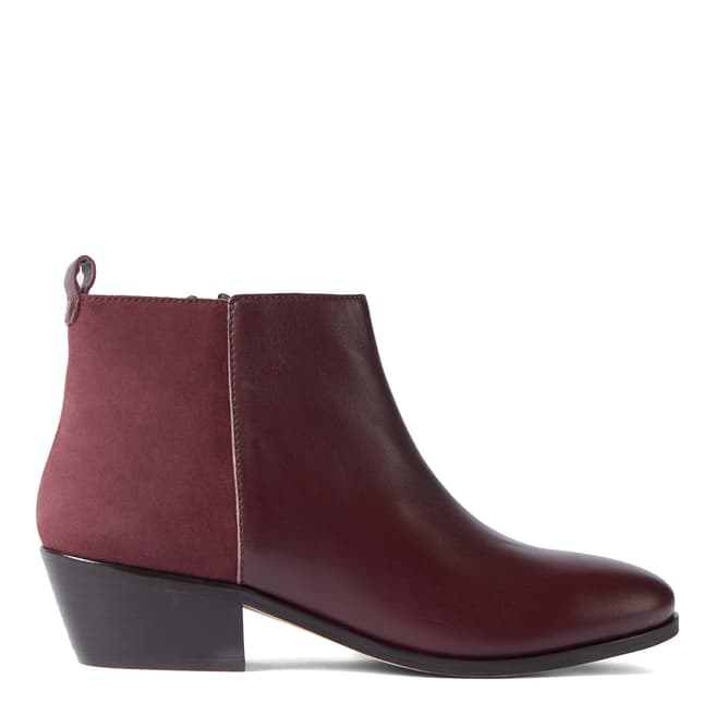 Hobbs London Wine Leather Alice Ankle Boots