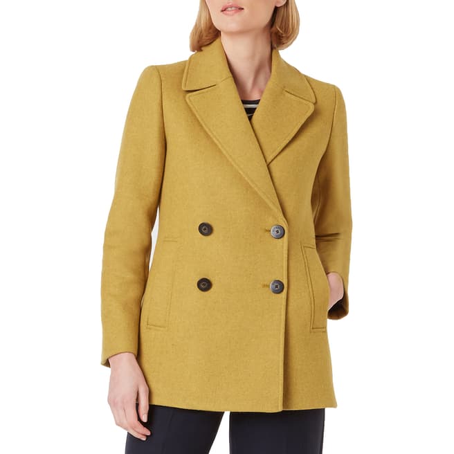 Hobbs London Yellow Fran Wool Blend Pea Coat