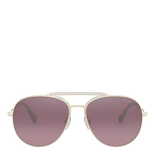 Miu Miu Women's Pale Gold/Pink Sunglasses 57mm