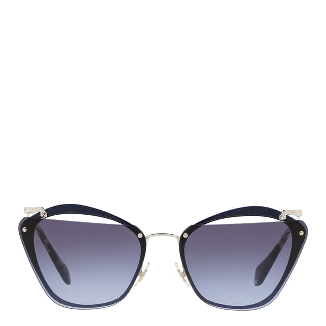 Miu Miu Women's Silver/Blue Sunglasses 64mm