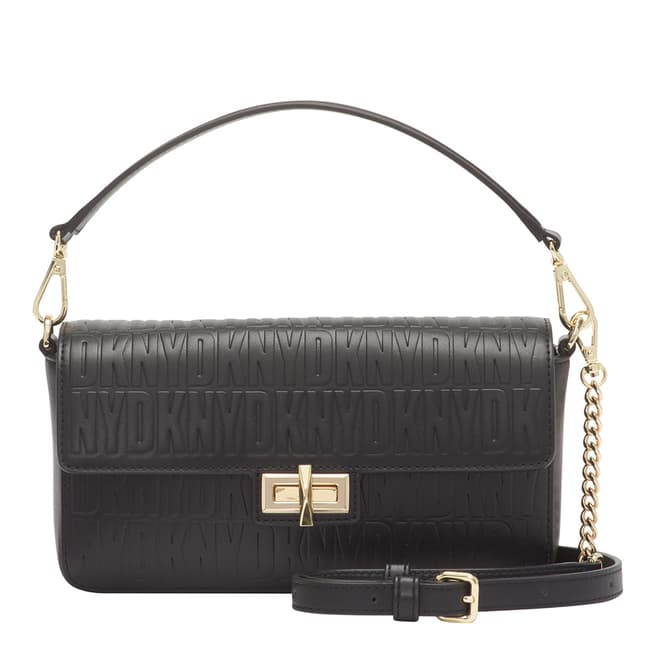 DKNY Black/Gold Jojo Medium Flap Demi Bag