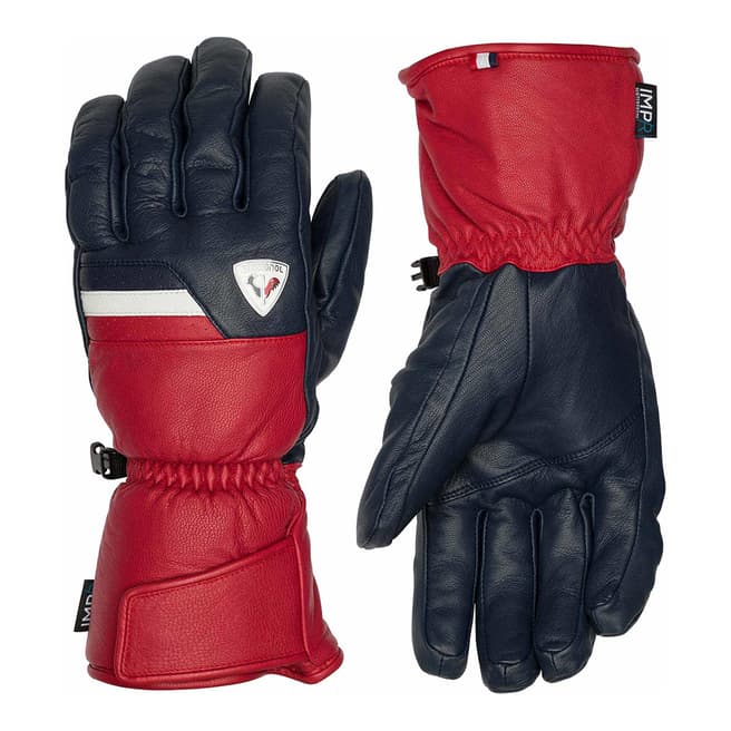 Rossignol Red Navy Venture Leather Gloves