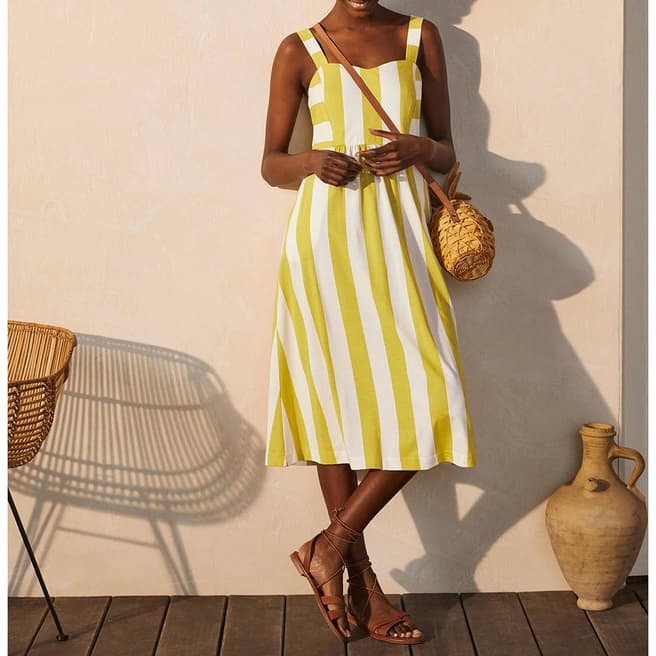 Boden Yellow Jersey Stripe Dress