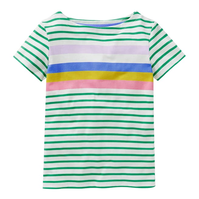 Boden Sapling Green/ Lilac Rainbow Short-sleeved Breton