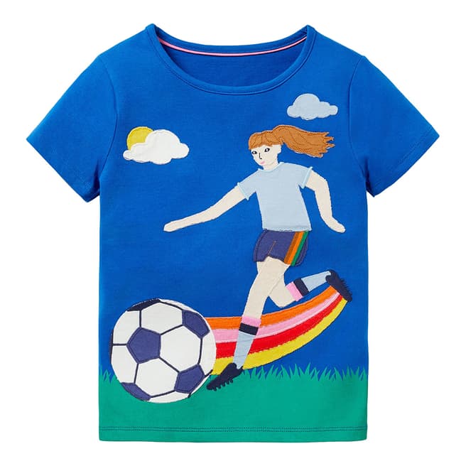 Boden Brilliant Blue Footballer Action Appliqué T-shirt