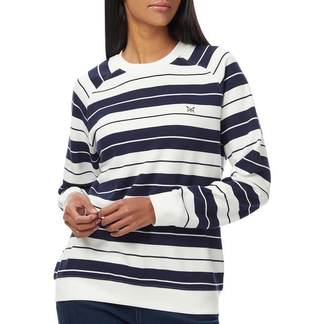 Crew Clothing Navy/White Striped Cotton Sweatshirt