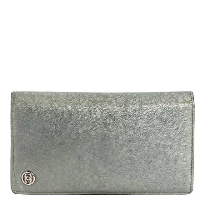 Chanel Silver CC Long Wallet