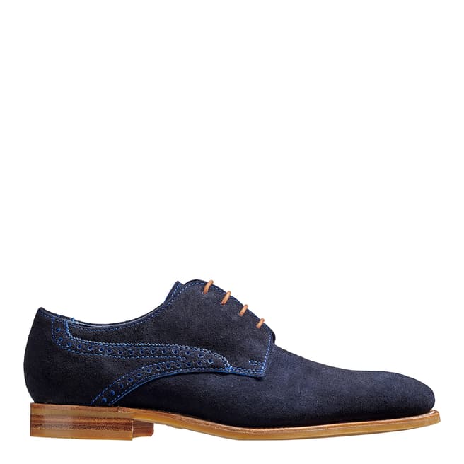 Barker Navy Suede Mason Derby Shoes F Fit