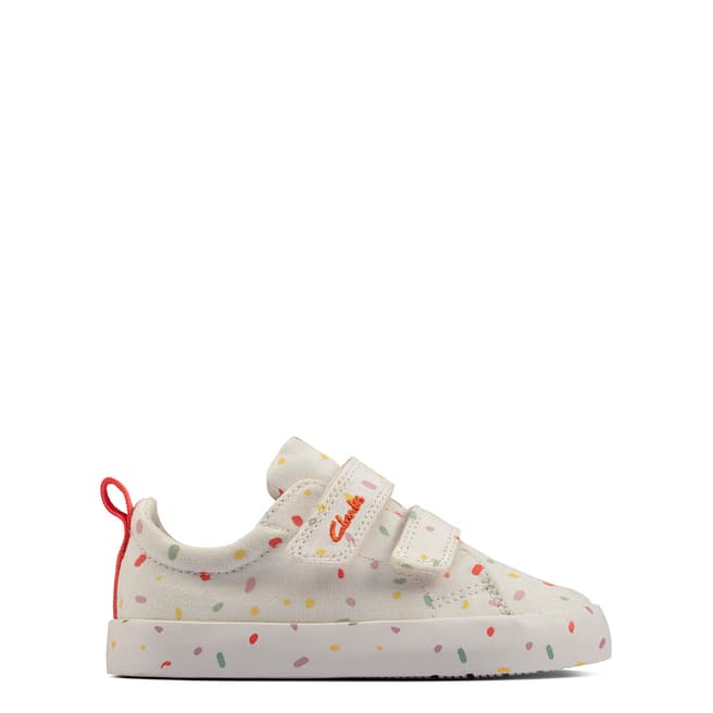 Clarks Toddler Girl's White Foxing Print Trainers