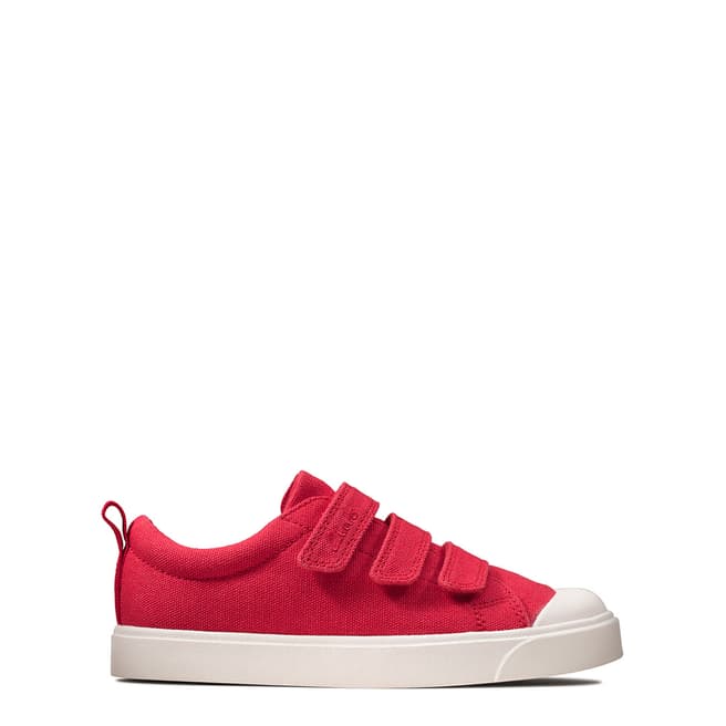 Clarks Kid's Girl's Red City Vibe Canvas Trainers