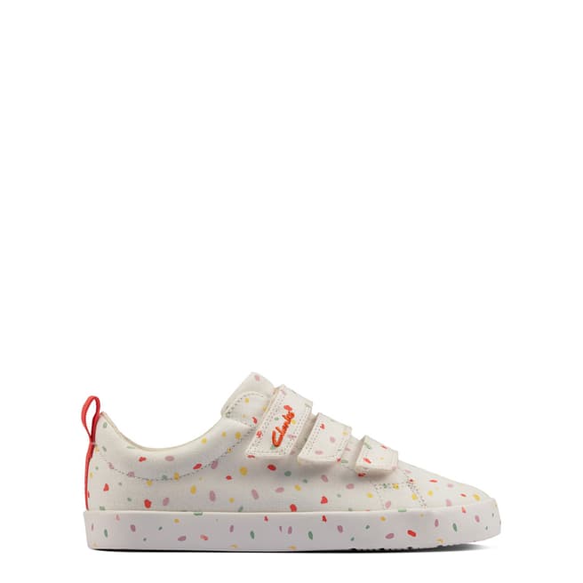 Clarks Kid's Girl's White Foxing Print Trainers