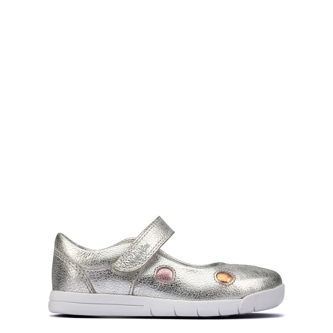 Clarks Toddler Girl's Silver Emery Dot Leather Shoes