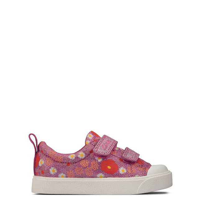 Clarks Toddler Girl's Pink City Bright Canvas Trainers